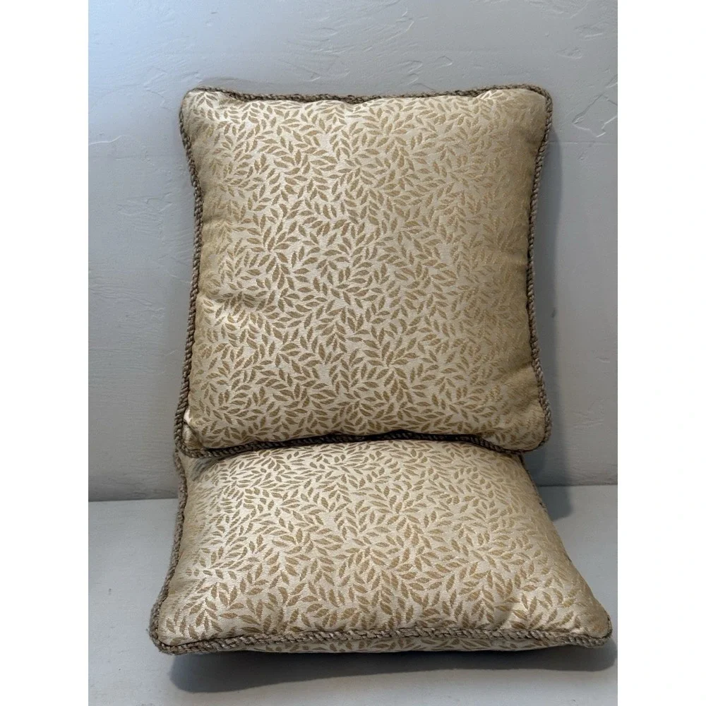 Vintage‎ Pair Of NATURE-PRINT COTTON CUSHION Throw Pillows 11